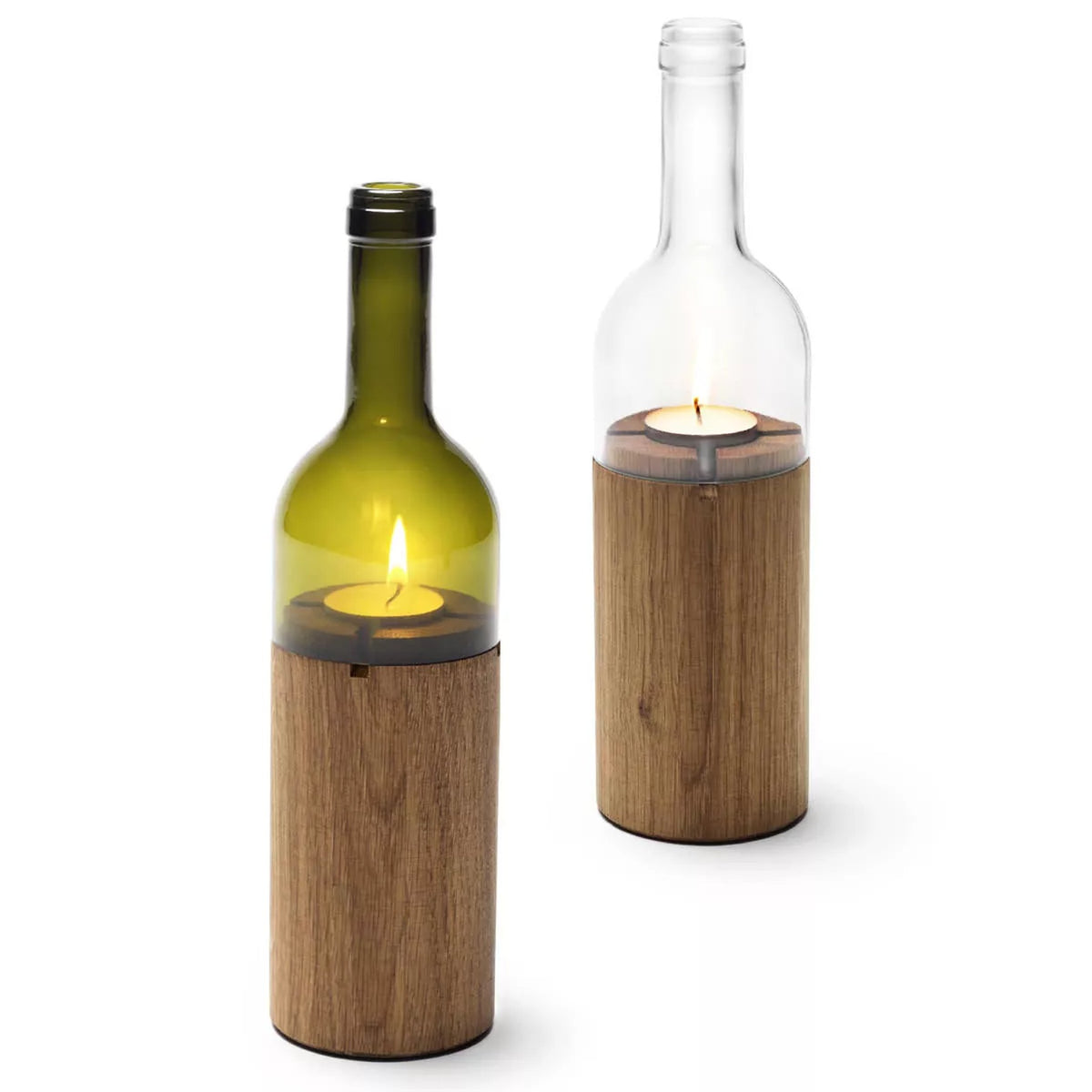 Windlicht WeinLicht – Eiche & Klarglas · 28 cm | side by side