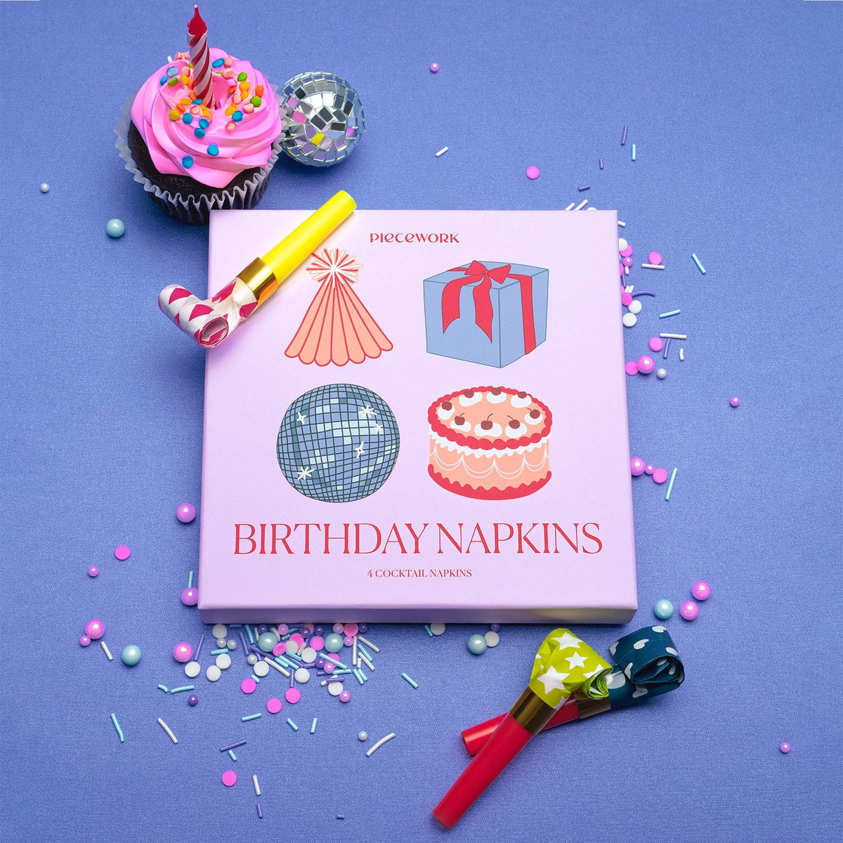 Cocktail Napkins Birthday – Linen · Set of 4 | Piecework