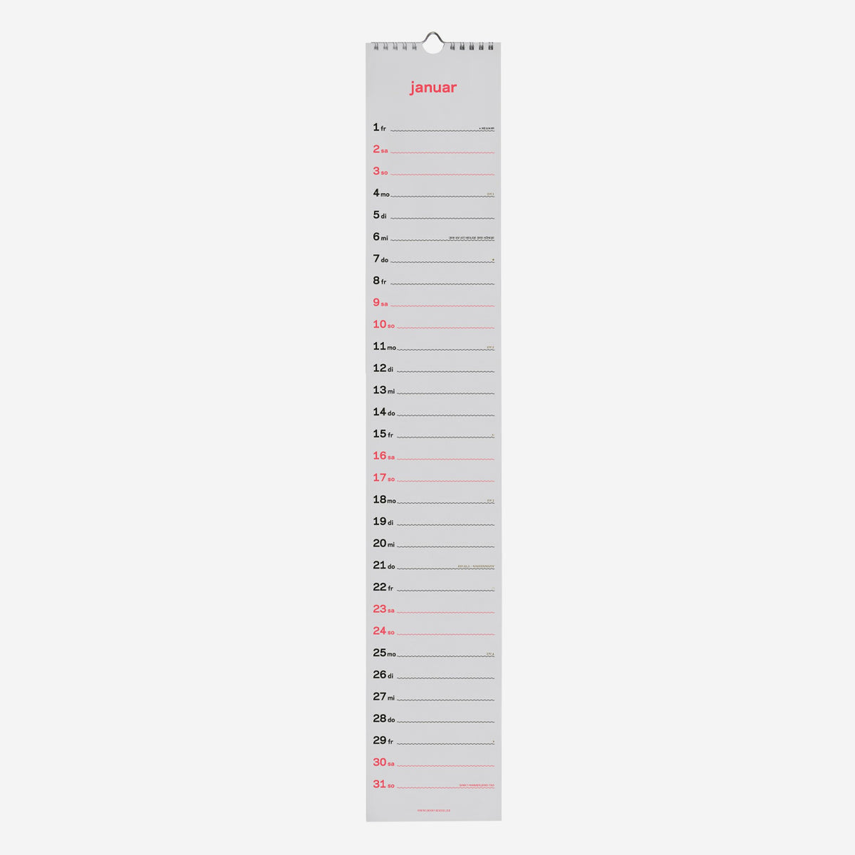 Streifenkalender 2027 – Siebdruck · 12×69 cm | rikiki