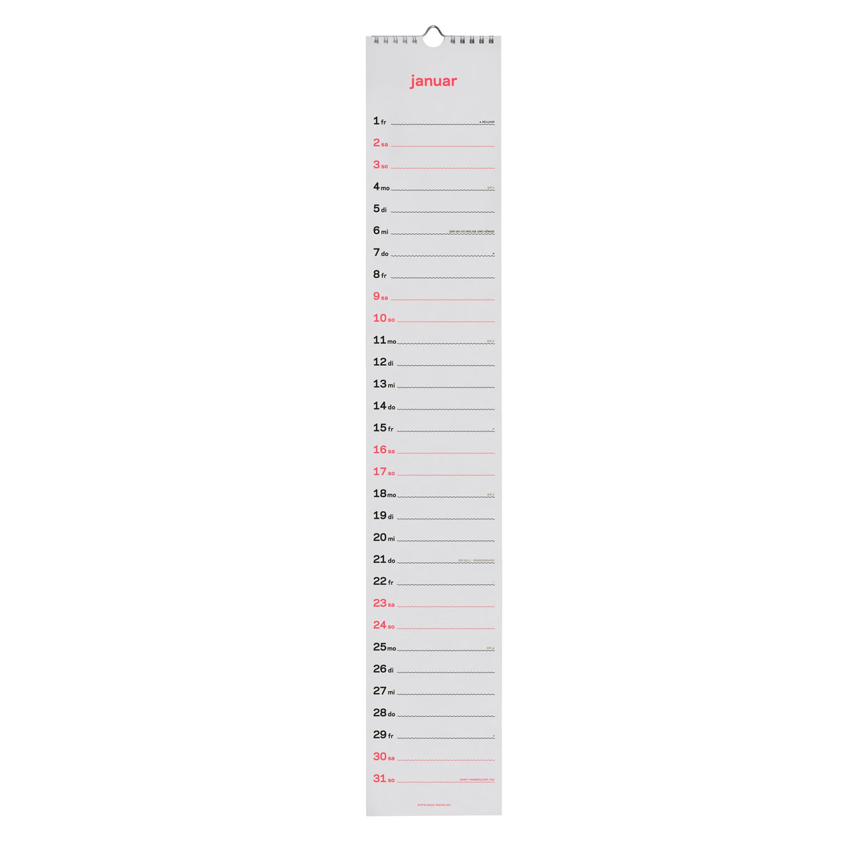 Streifenkalender 2027 – Siebdruck · 12×69 cm | rikiki