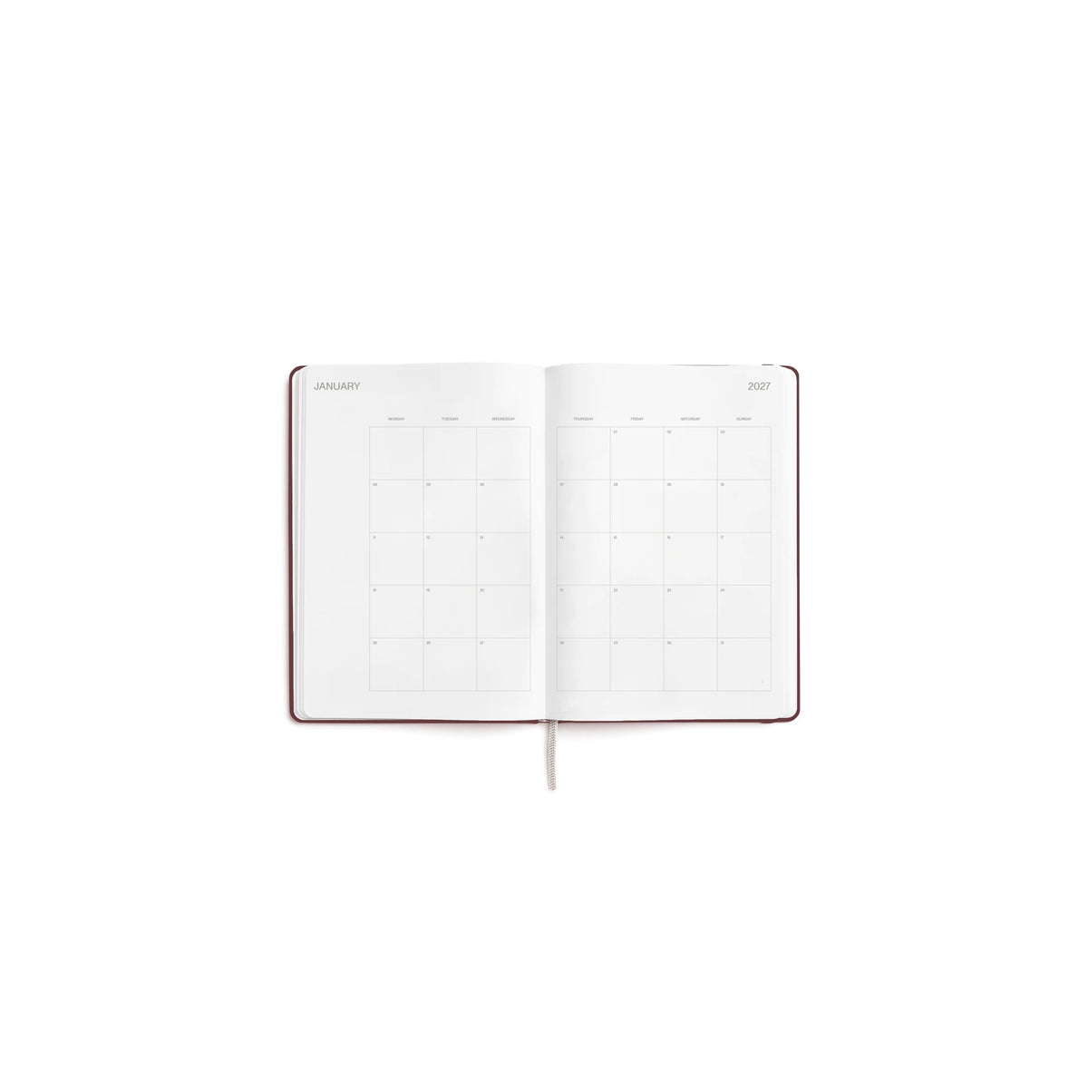 Weekly Planner 2027 – Stone Paper · A5 Hardcover · Burgundy | Karst