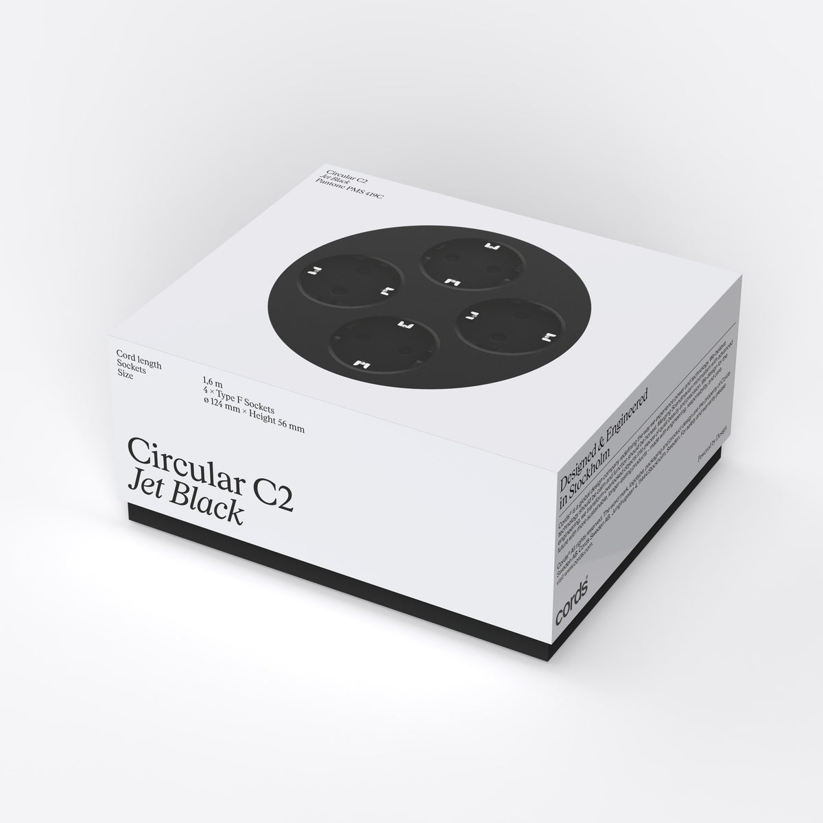 Power Strip Circular C2 – 4 Sockets Round, Ø 12.4 cm | Cords