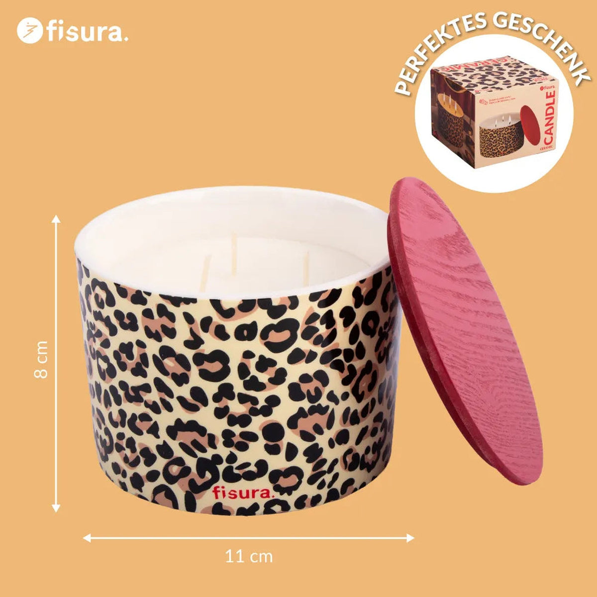 Duftkerze Leopard – Keramik · Zeder & Balsam | Fisura