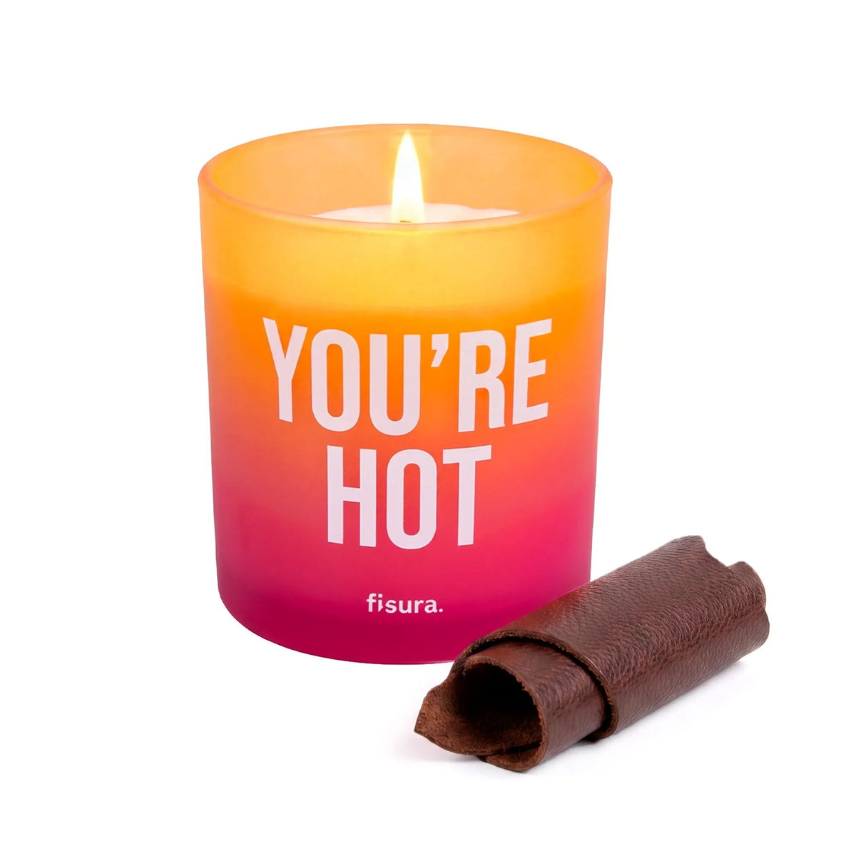Duftlys "You're Hot" – Glas · Læder | Fisura