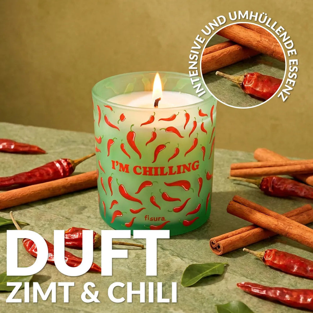 Duftkerze "I'm Chilling" – Sojawachs · Zimt & Chili | Fisura