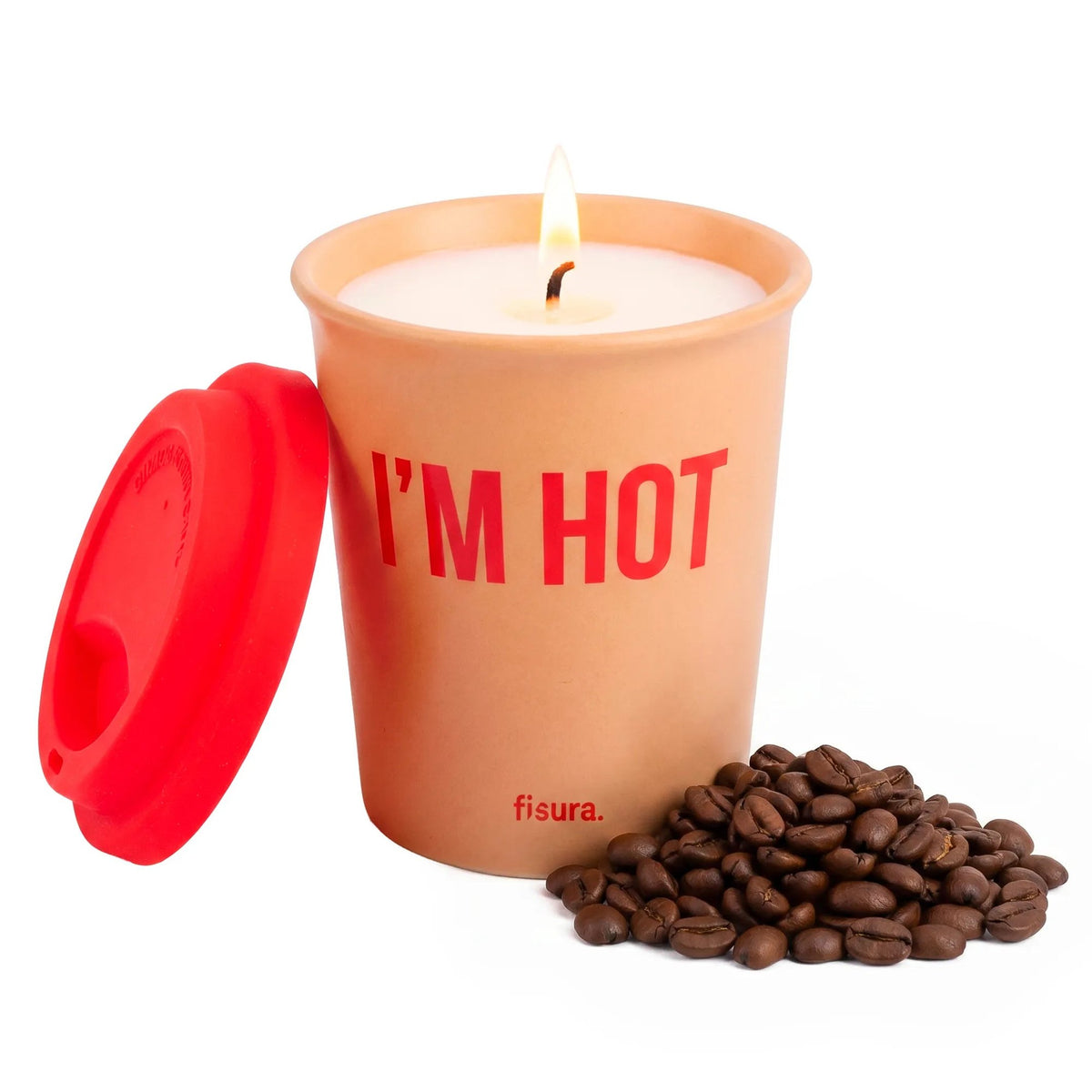 Duftkerze "I'm Hot" – Keramik · Kaffee · 11,5 cm | Fisura