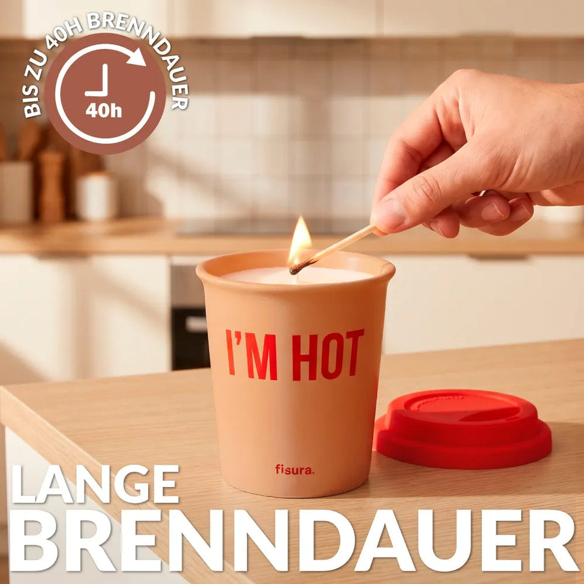 Duftkerze "I'm Hot" – Keramik · Kaffee · 11,5 cm | Fisura