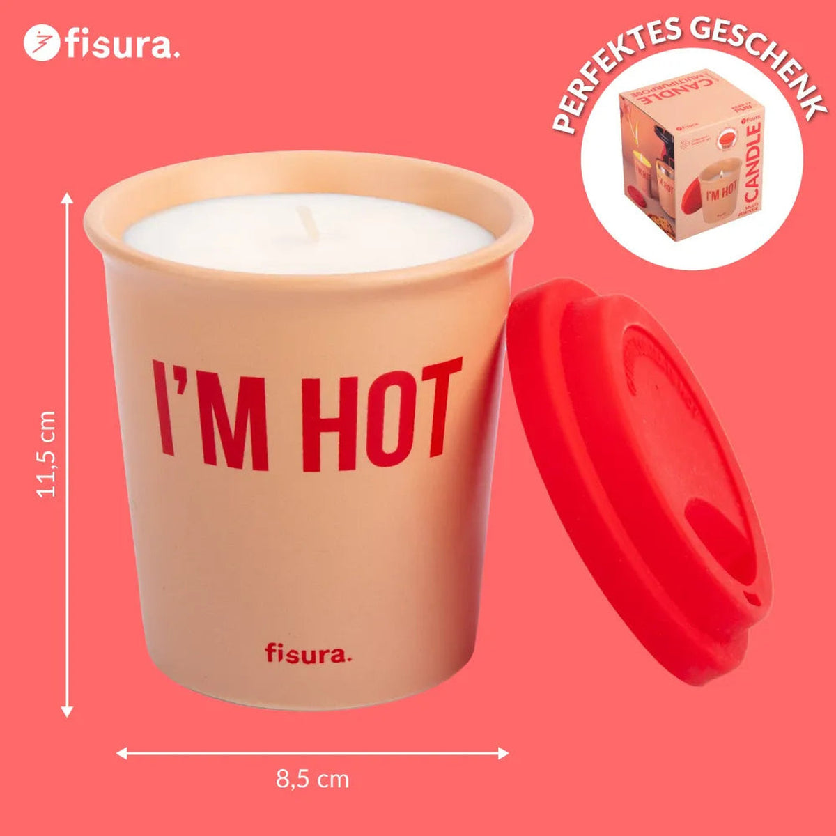 Duftkerze "I'm Hot" – Keramik · Kaffee · 11,5 cm | Fisura