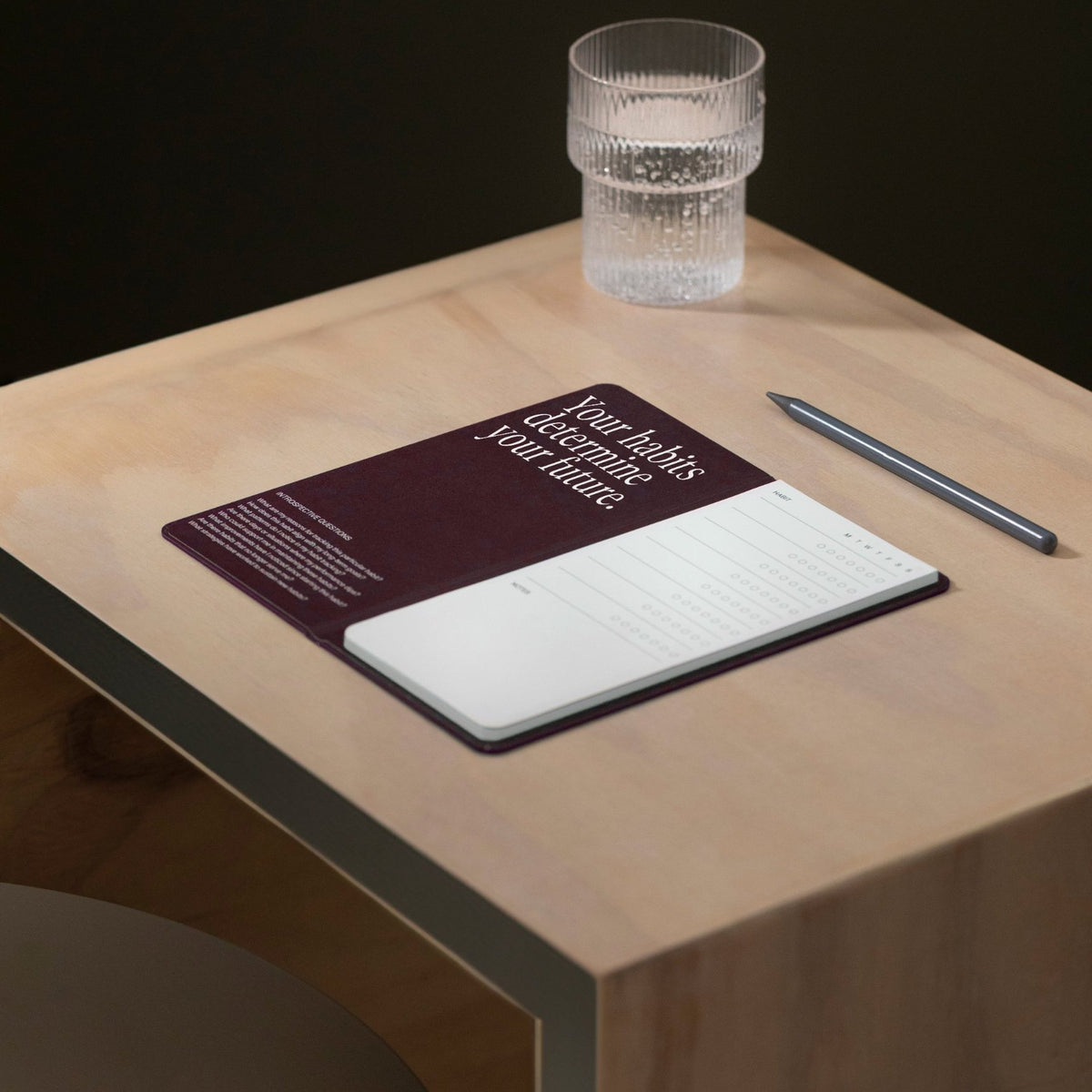 Habit Tracker Pro – Steinpapier · Bordeaux · 18,5 × 9 cm | Karst