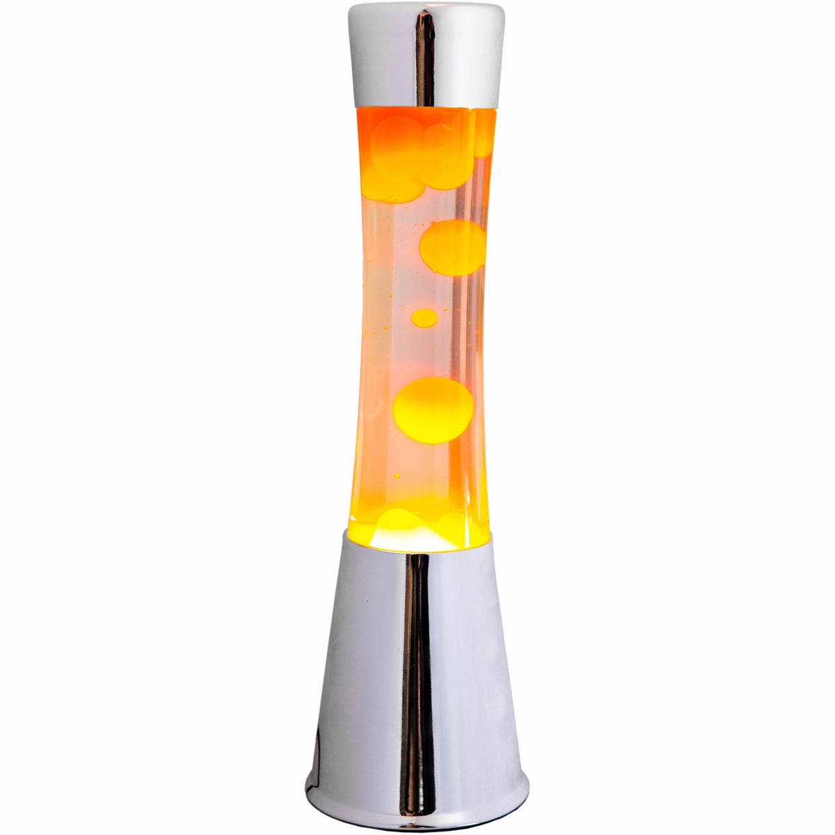 Lavalampe Tower – Chrom · Bernstein-Lava · Retro · 39,5 cm | Fisura