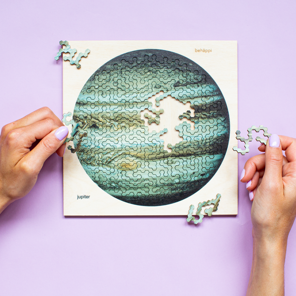 JUPITER - Außergewöhnliches IQ-HOLZPUZZLE - PLANETEN-Serie - Level Schwer | Behäppi