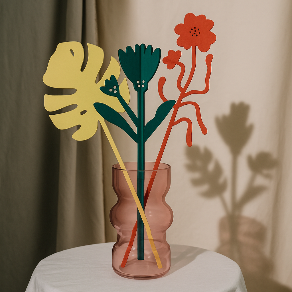BOUQUET OF FLOWERS - Holzblumen & -blätter - 3er-Set aus Mohn, Ringelblume & Monstera | milin