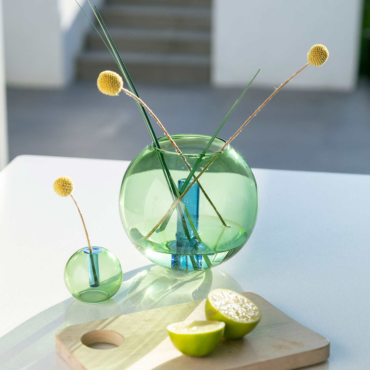 BUBBLE VASE - Glas-Vase - Grün & Blau | Block Design