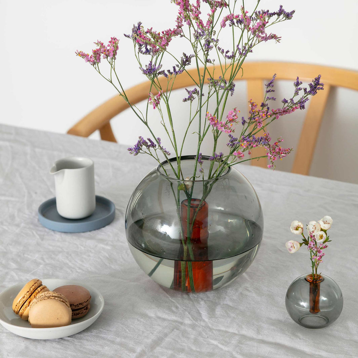 BUBBLE VASE - Glas-Vase - Grau & Orange | Block Design