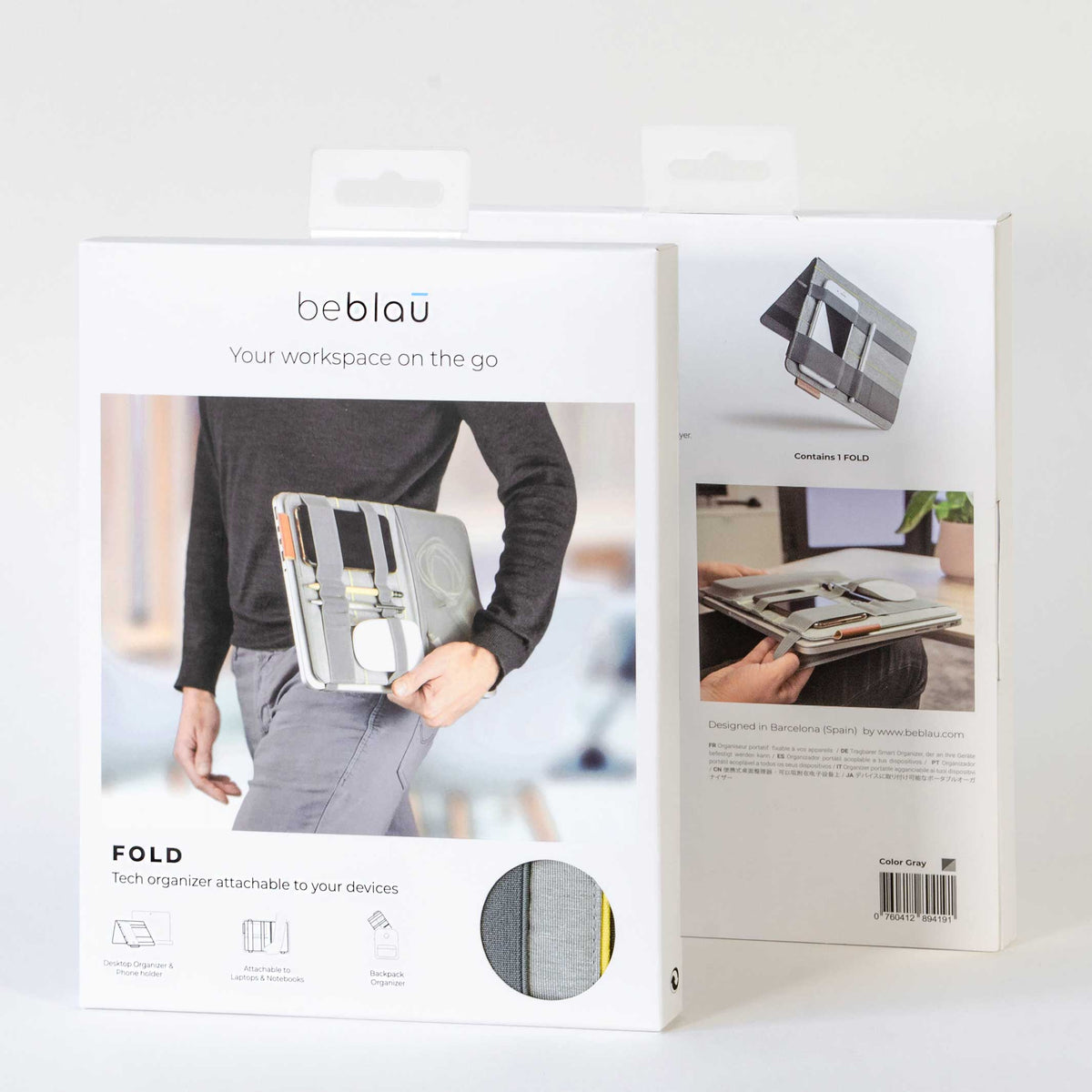 FOLD | 2-IN-1 tragbarer Schreibtisch-ORGANIZER | 30x21 cm | beblau