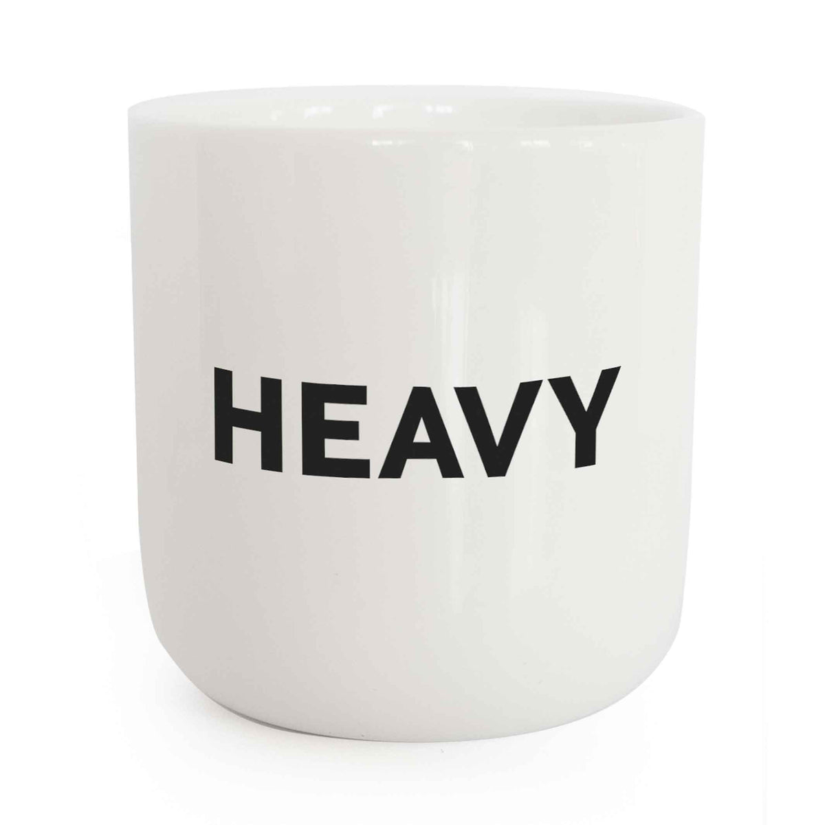 LOURD | tasse à café et à thé blanche avec typographie noire | Série Beat | PLTY