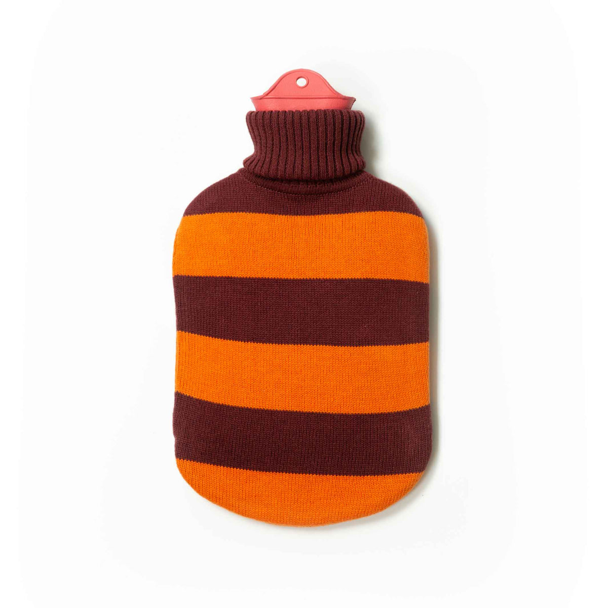 BOUTEILLE CHAUDE avec pull col roulé rayé | Orange et marron cerise | Suite702