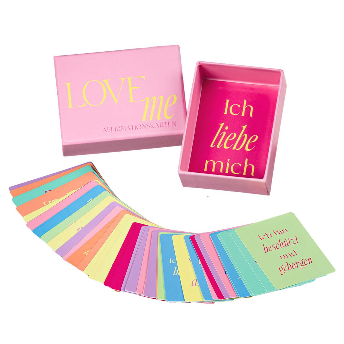 LOVEme Affirmationskarten - 60 kraftvolle Aussagen & positive Ermutigungen - Englisch | Elena Miller