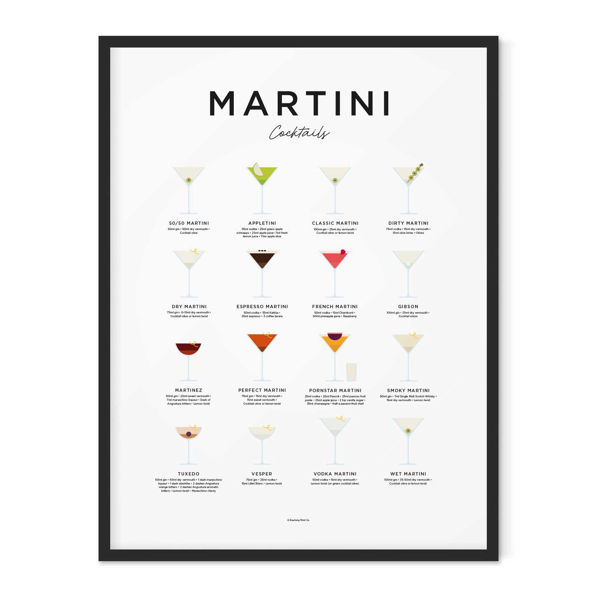 MARTINI COCKTAILS - Poster 40x50 cm | Everlong Print