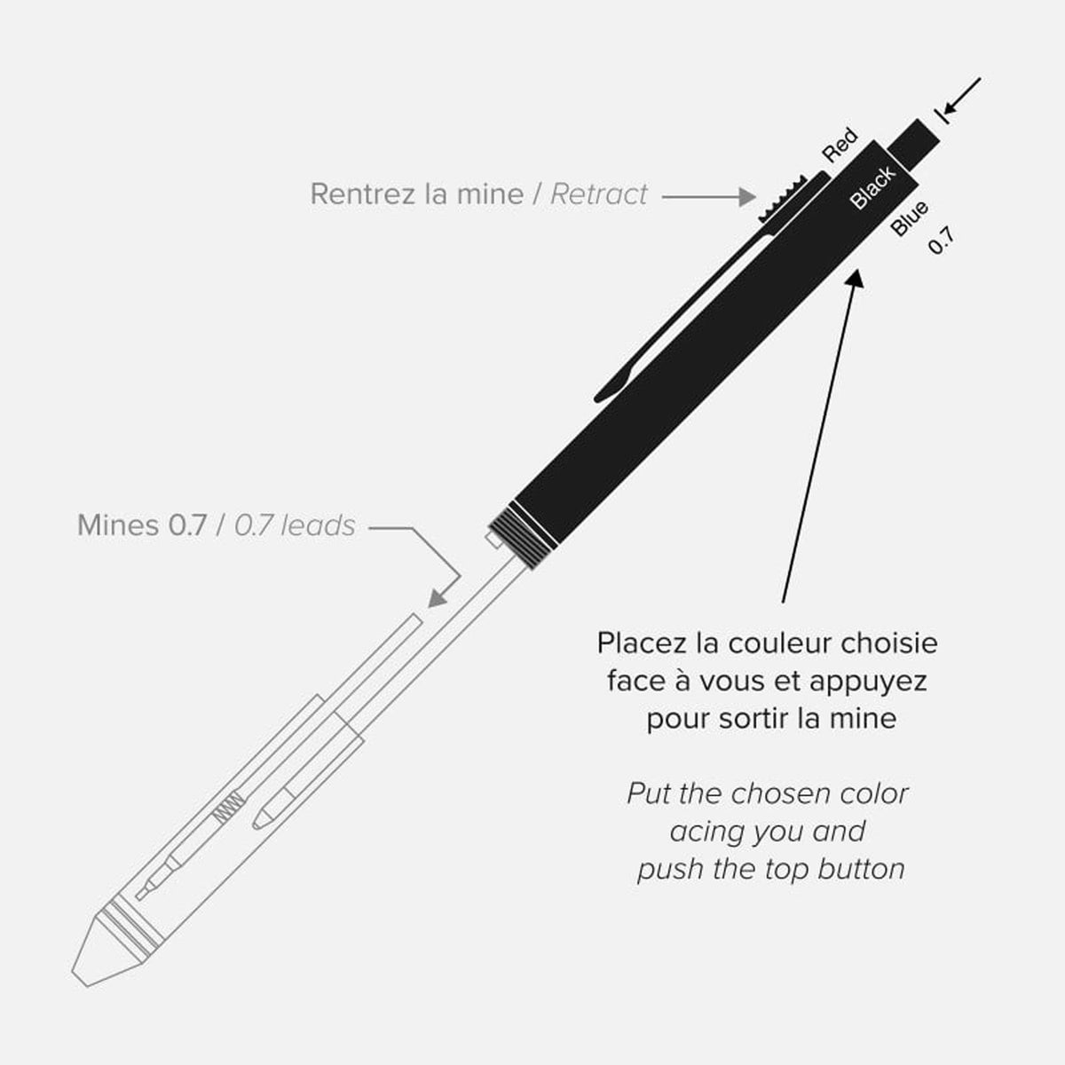 Multifunktionsstift – Metall · Schwarz · 15 cm | Papier Tigre