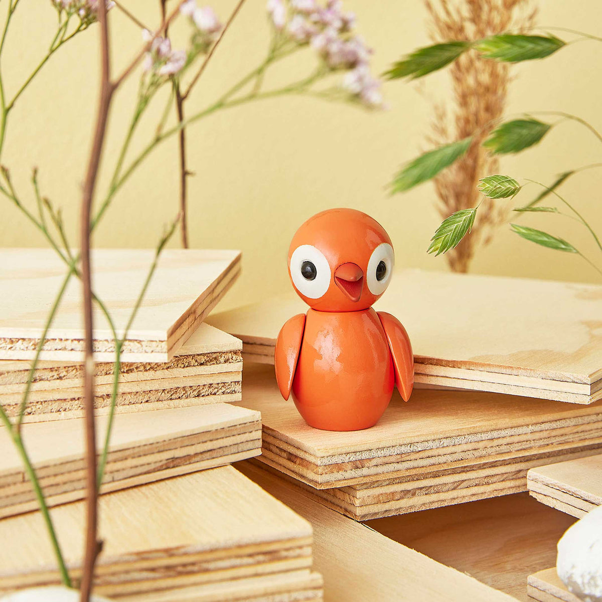 Deco Bird "Optimistic Orange" – Beech · 6.5 cm | Spring Copenhagen