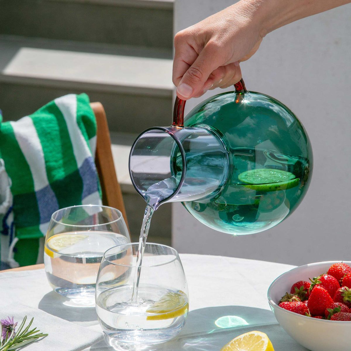 PABLO GLASS JUG - Teal & Lilac Carafe & Vase  | Block Design