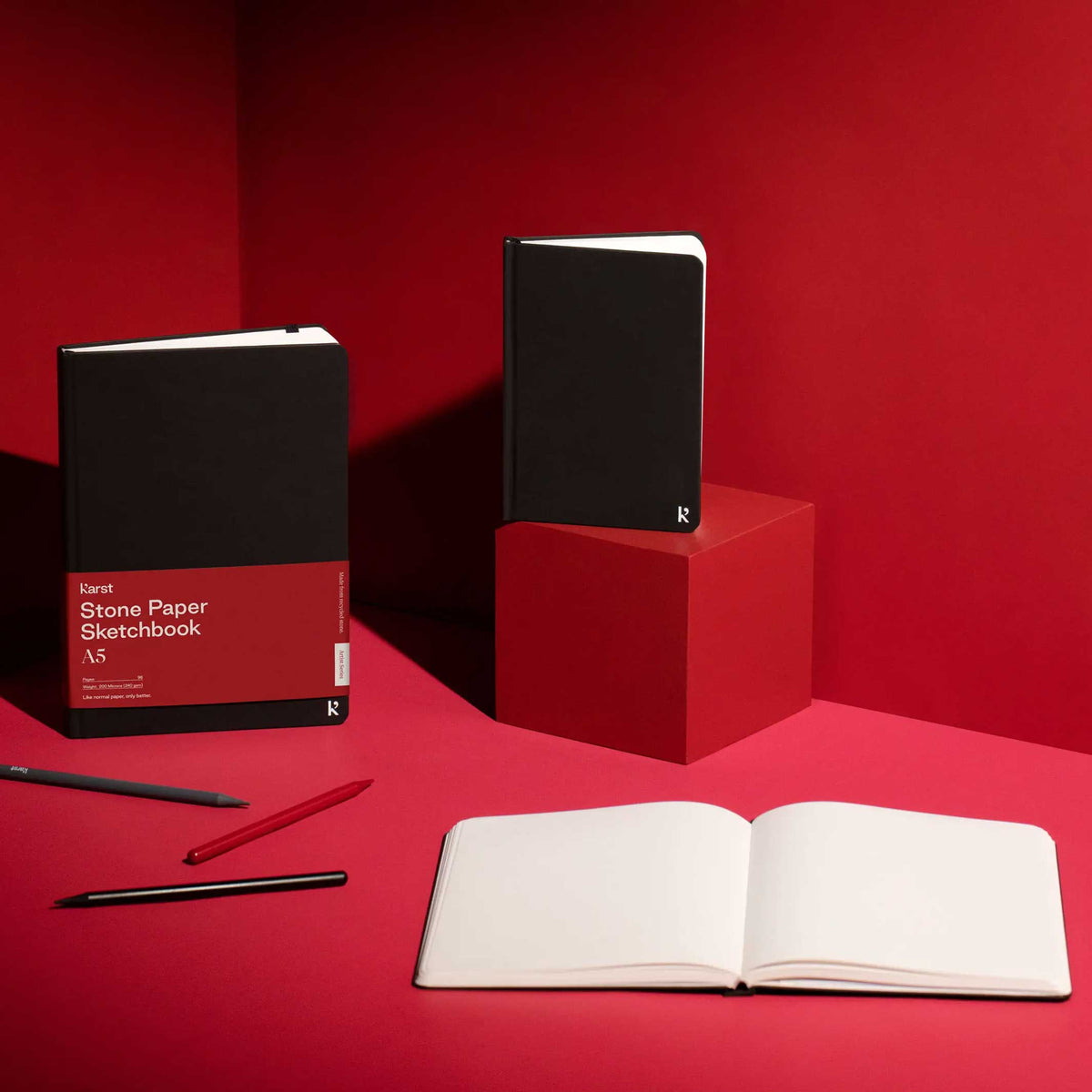CARNET DE CROQUIS à couverture rigide | CARNET DE CROQUIS Noir | Papier de pierre karstique
