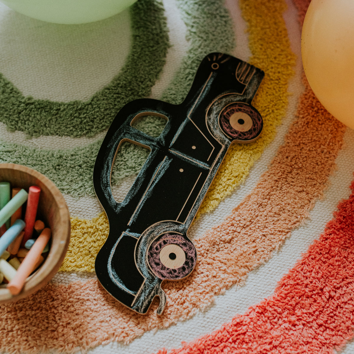 SATURN RETRO CAR - Kreidetafel aus Holz - Auto | milin