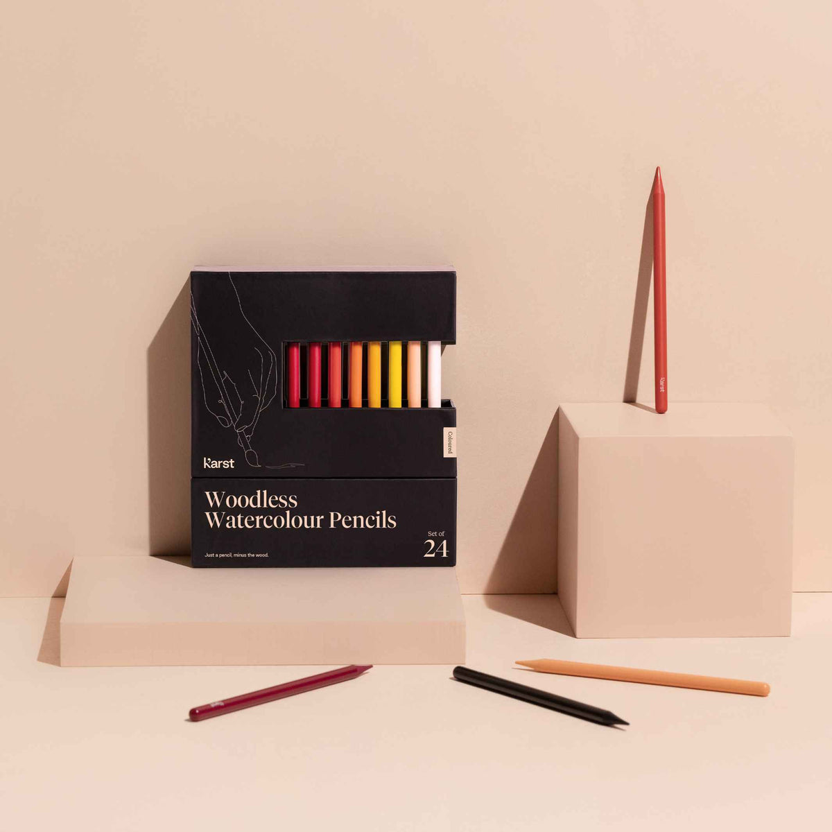 WOODLESS WATERCOLOUR PENCILS - wood-free graphite PENCIL SET - set of 24 | Karst Stone Paper