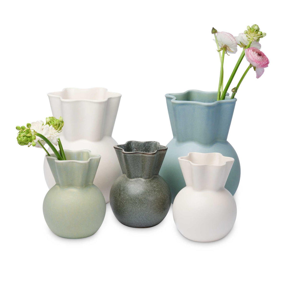 Keramikvase "Svungen Top" – Hellgrün · 14 cm | Spring Copenhagen
