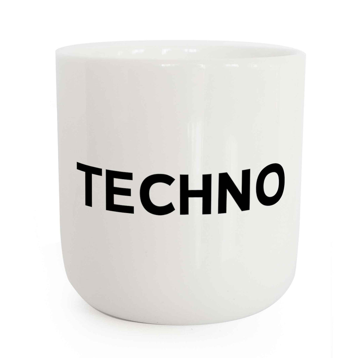 TECHNO | weisser Kaffee- & Tee-BECHER mit schwarzer Typo | Beat Serie | PLTY