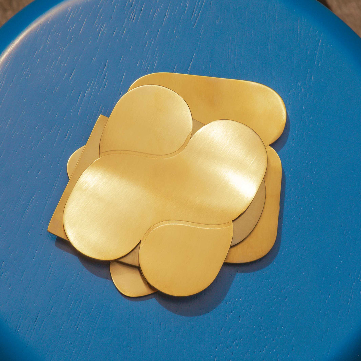 TOGETHER COASTERS | 4er UNTERSETZER-Set | Edelstahl messingfarbig | Dan Covert | Areaware