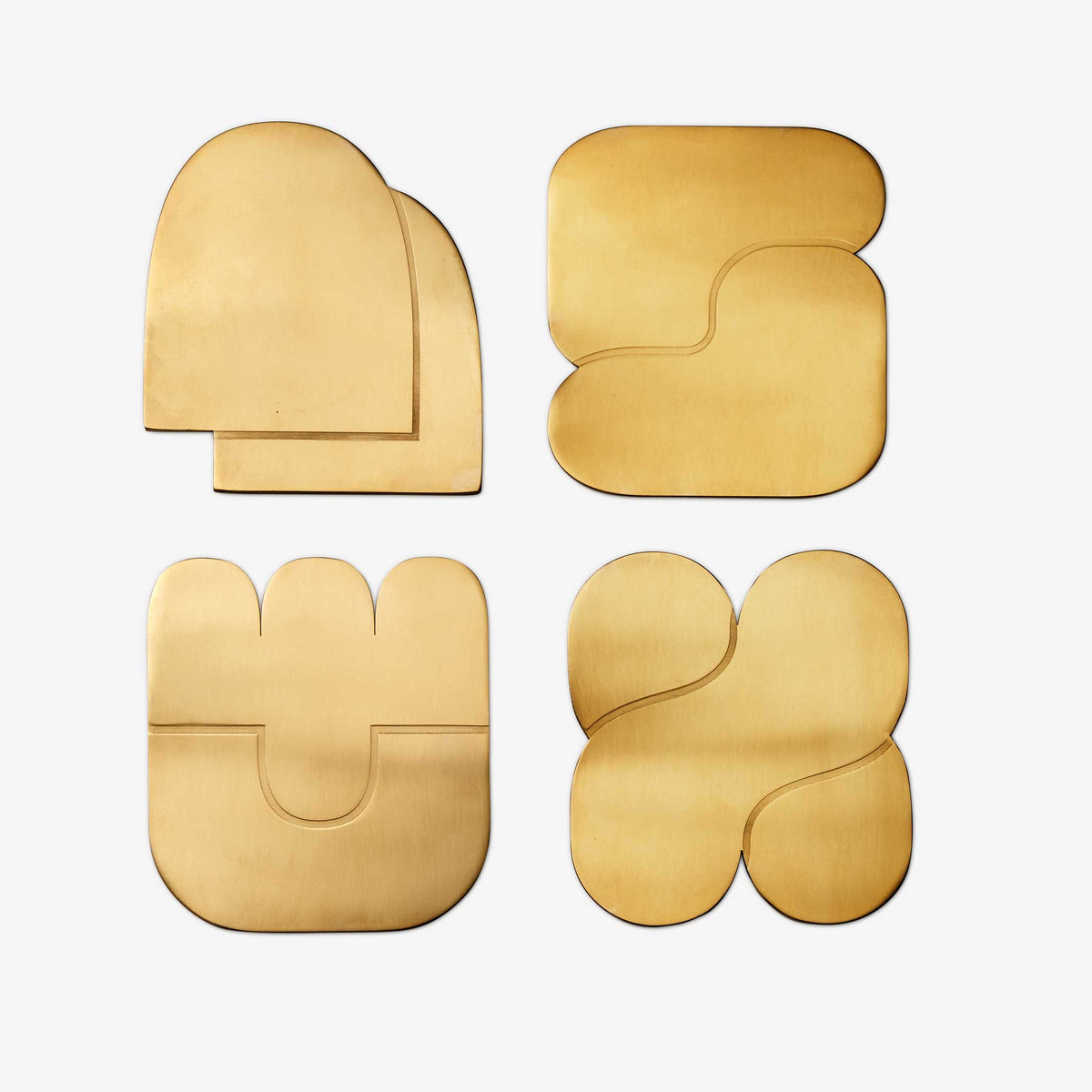 TOGETHER COASTERS | 4er UNTERSETZER-Set | Edelstahl messingfarbig | Dan Covert | Areaware