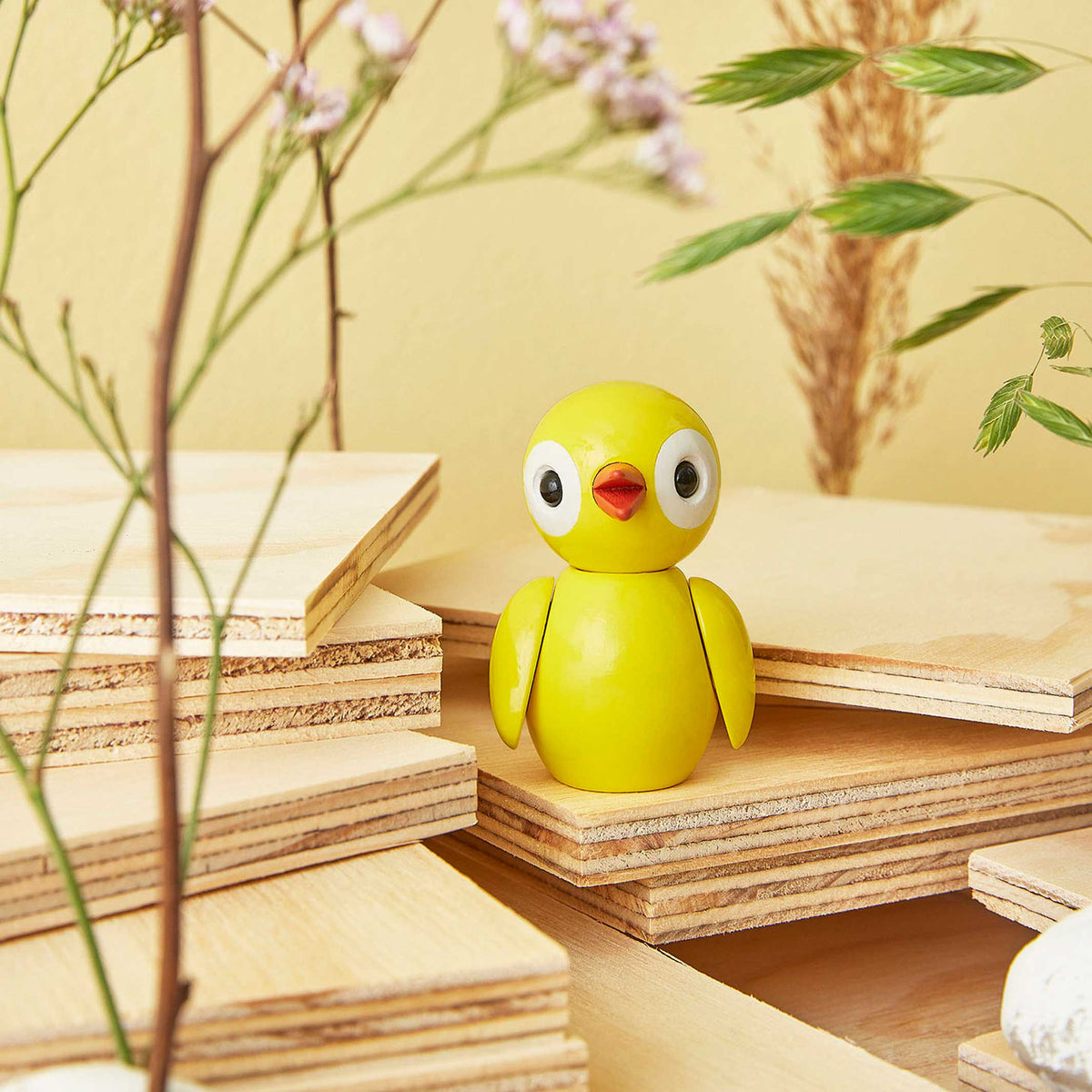Deko-Vogel "Youthful Yellow" – Buche · 6,5 cm | Spring Copenhagen