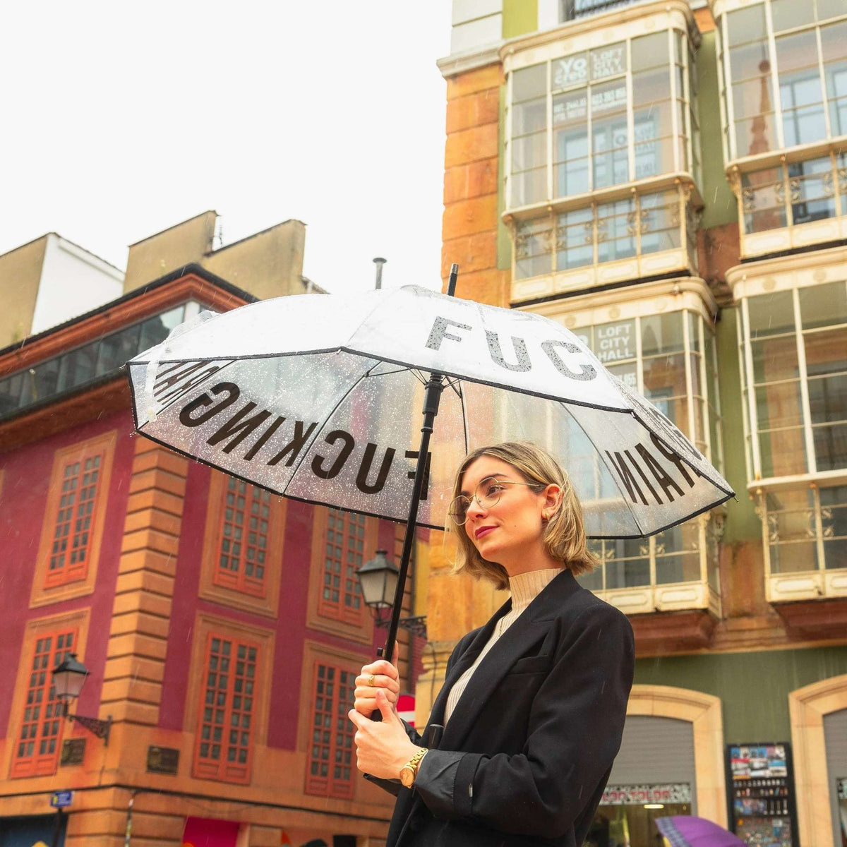 Regenschirm "Fucking Rain" – Transparent · Ø 106 cm | Fisura