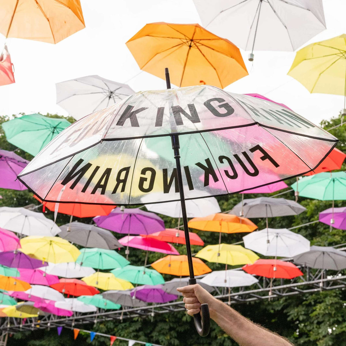 Regenschirm "Fucking Rain" – Transparent · Ø 106 cm | Fisura