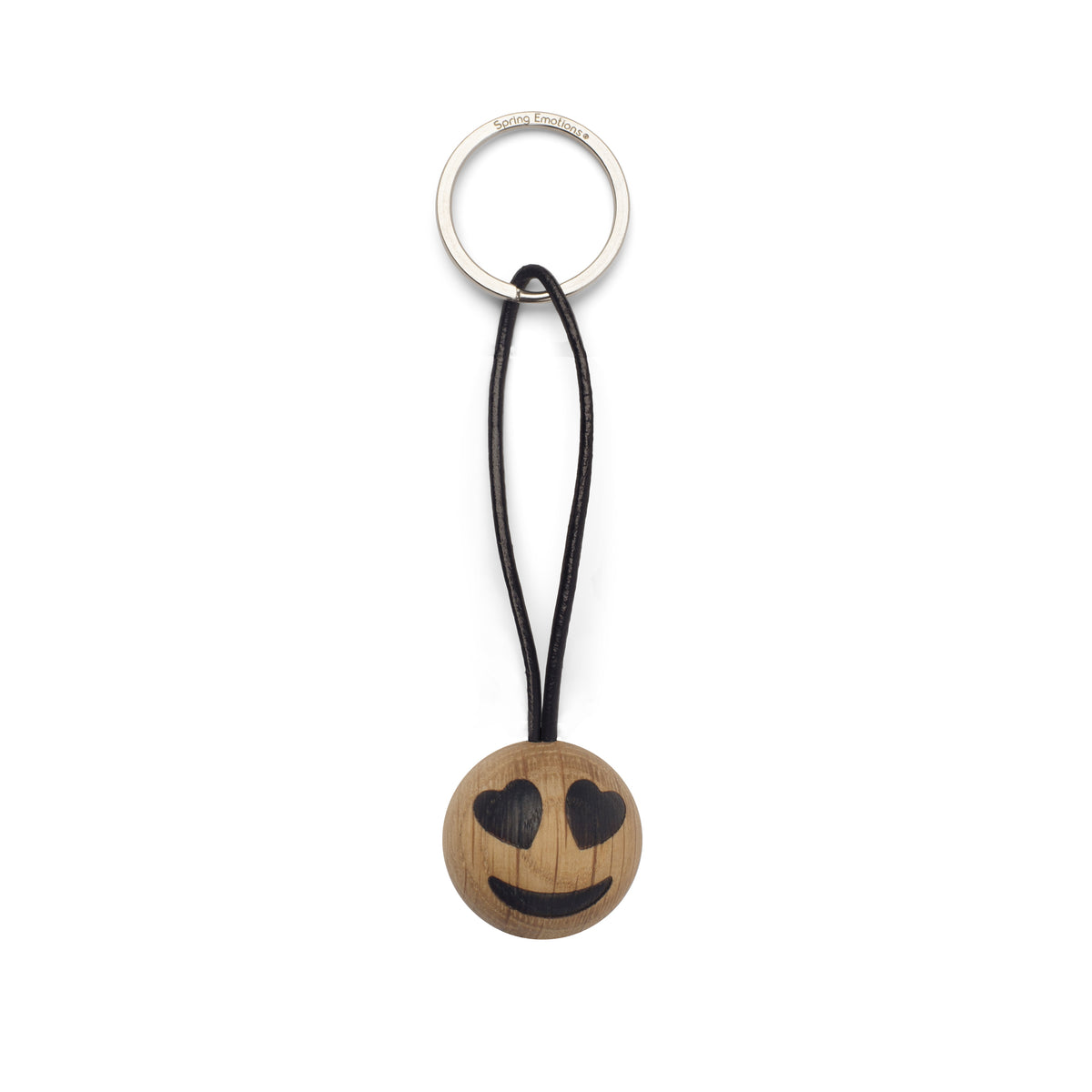 SPRING EMOTIONS KEYRING | visage souriant avec des yeux en forme de coeur | PORTE-CLÉS Émoticône en bois | mencke & vagnby | Spring Copenhagen