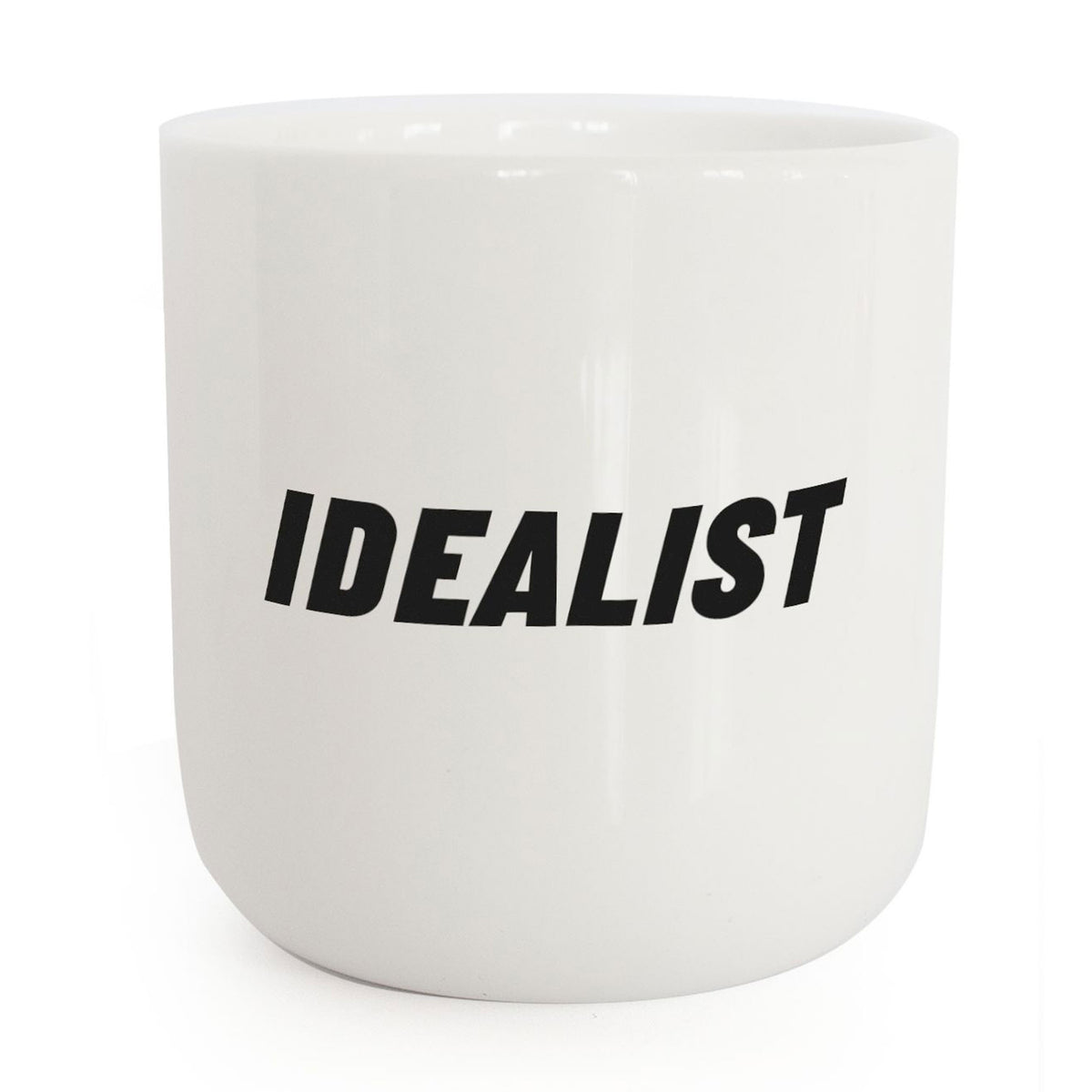 IDÉALISTE | MUG à café et à thé blanc avec typo noire | Série Attitudes | PLTY