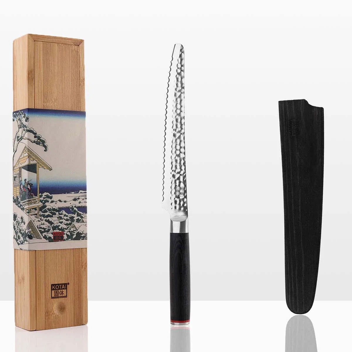 Gezacktes BROTMESSER | hölzerne Saya & Bambus-Geschenkbox | 20cm Klinge | Kotai