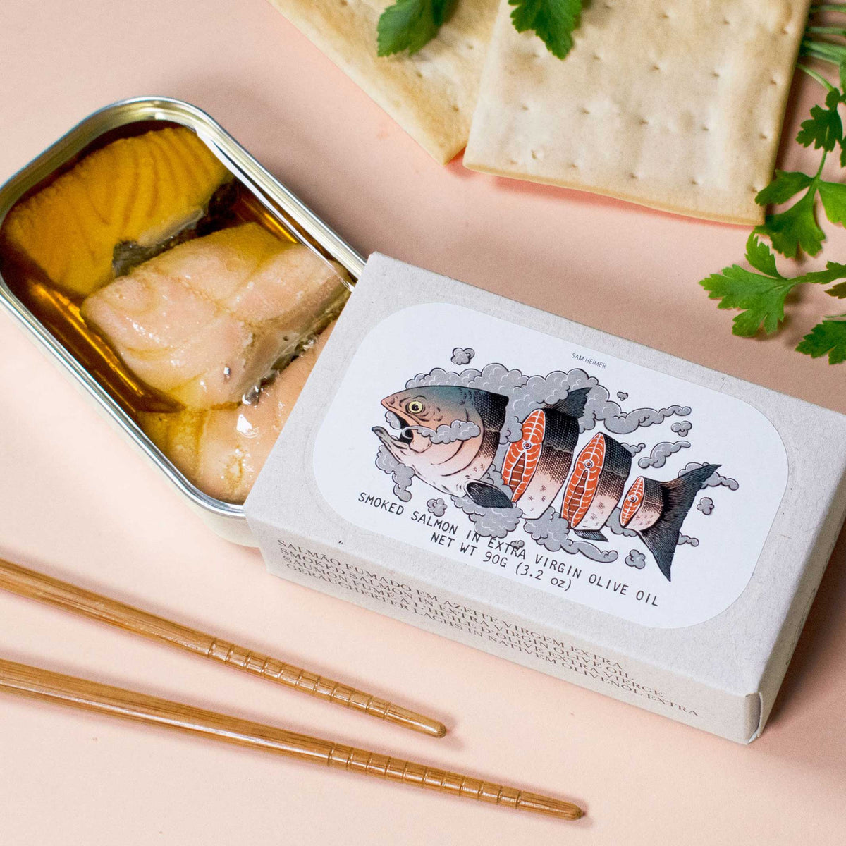 SAUMON fumé à l'huile d'olive extra vierge | Épicerie fine CONSERVE DE POISSON | 90gr | José Gourmet