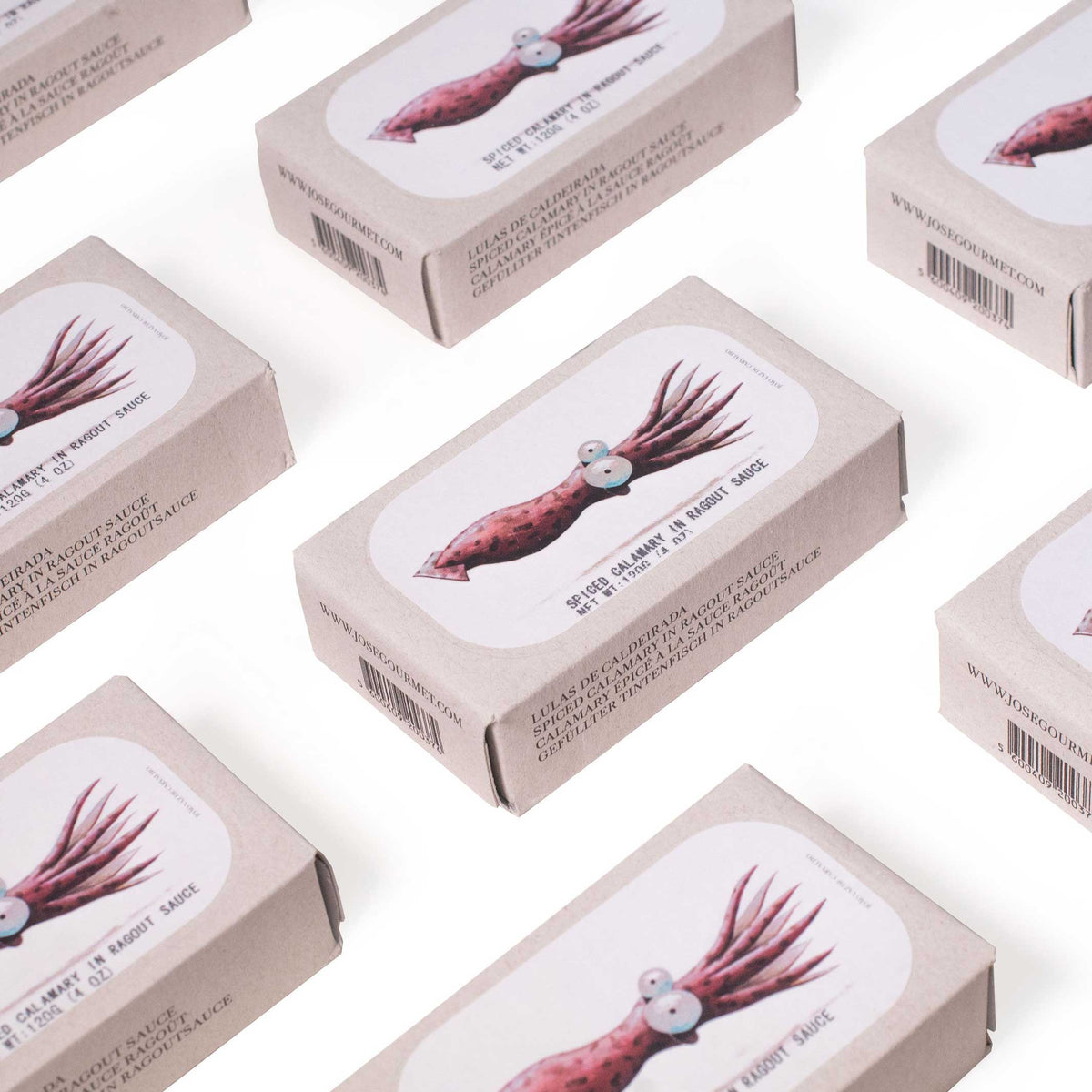 TUBE KALAMART fourré épicé à la sauce ragoût | Épicerie fine CONSERVE DE POISSON | 120gr | José Gourmet