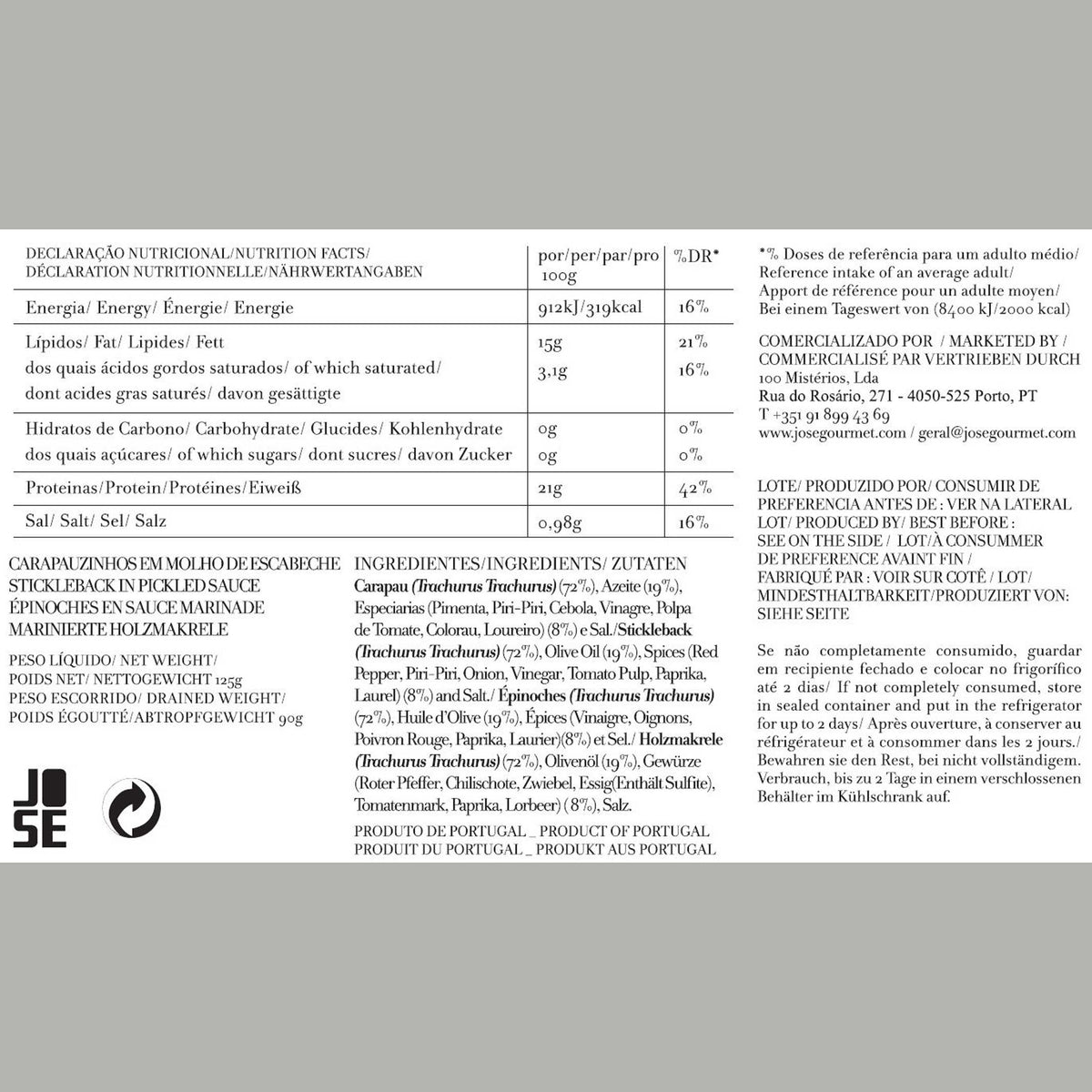 Marinierter Stöcker in Escabeche – 125 g | José Gourmet