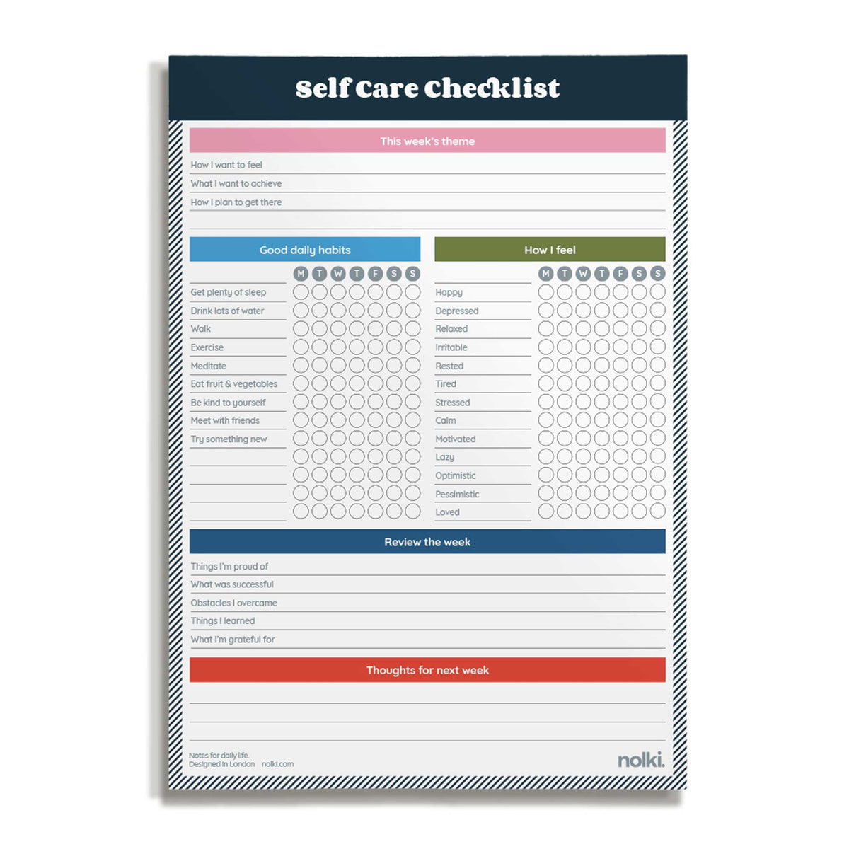 SELF CARE CHECKLIST | SELBSTHILFE CHECKLISTE | A5 & 100 Seiten | nolki - Charles & Marie