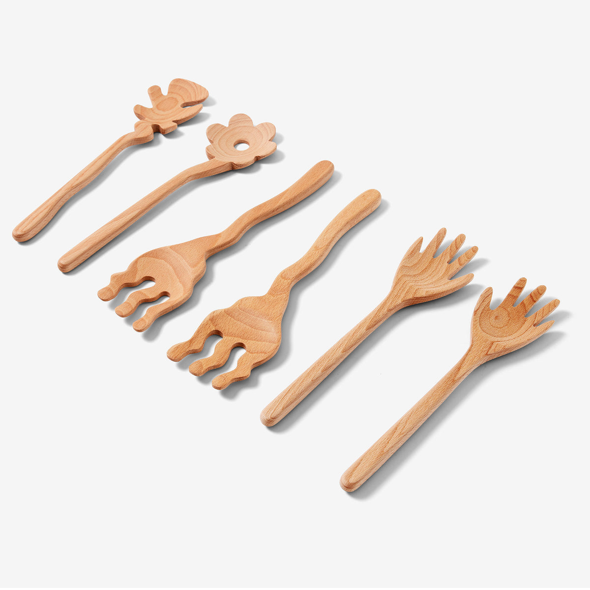 SERVIR LES AMIS Mains | CUILLÈRES ET COUVERTS DE SERVICE EN BOIS | Selena Liu | Sont conscients