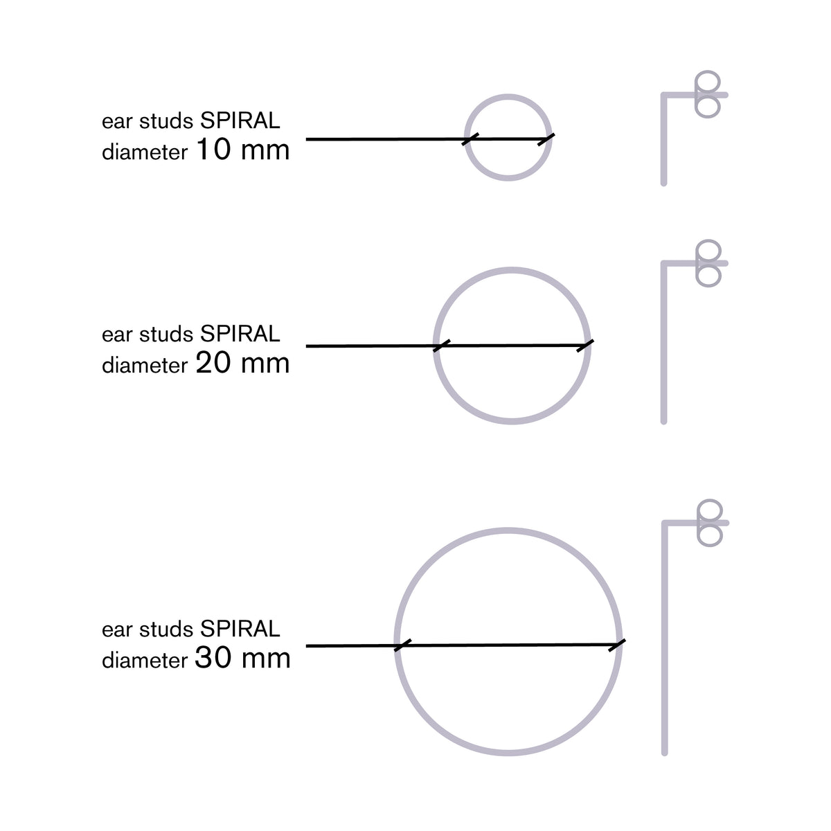 SPIRALE | CLOUS D'OREILLES en argent sterling 925 brillant | D=30mm | Jonathan Radetz